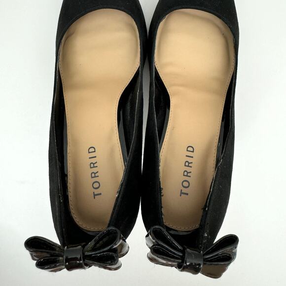 Torrid Womens Vegan Suede Pump Heels Size 8.5 Wide Dressy Bow Black - Picture 8 of 11